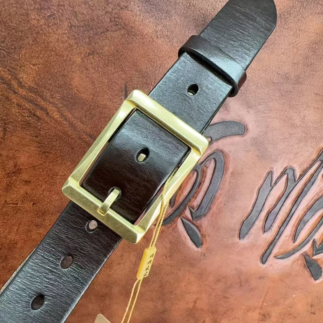 光面男针扣款光身头层牛皮铜扣腰带nh2