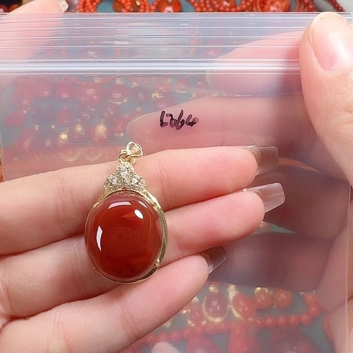 南红玛瑙银S925镶嵌吊坠