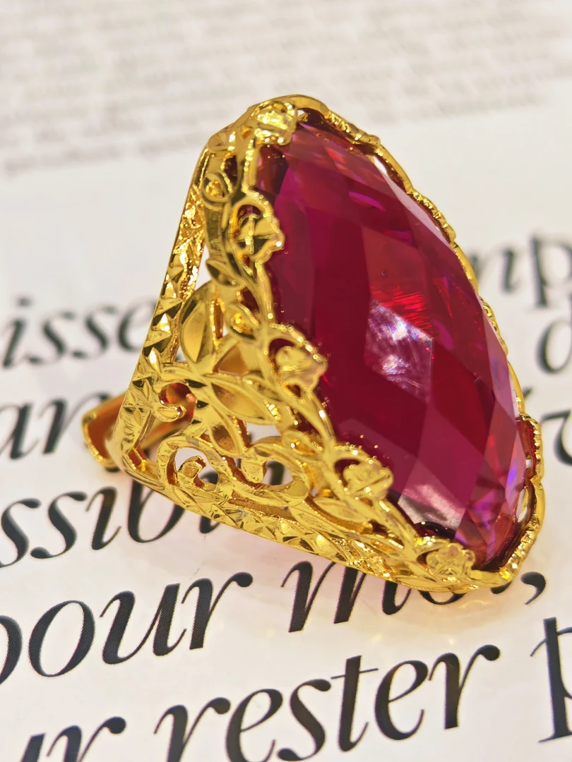 铜合金锆石戒指 铜合金戒指首饰金色轻奢活口可调大小altunpasun