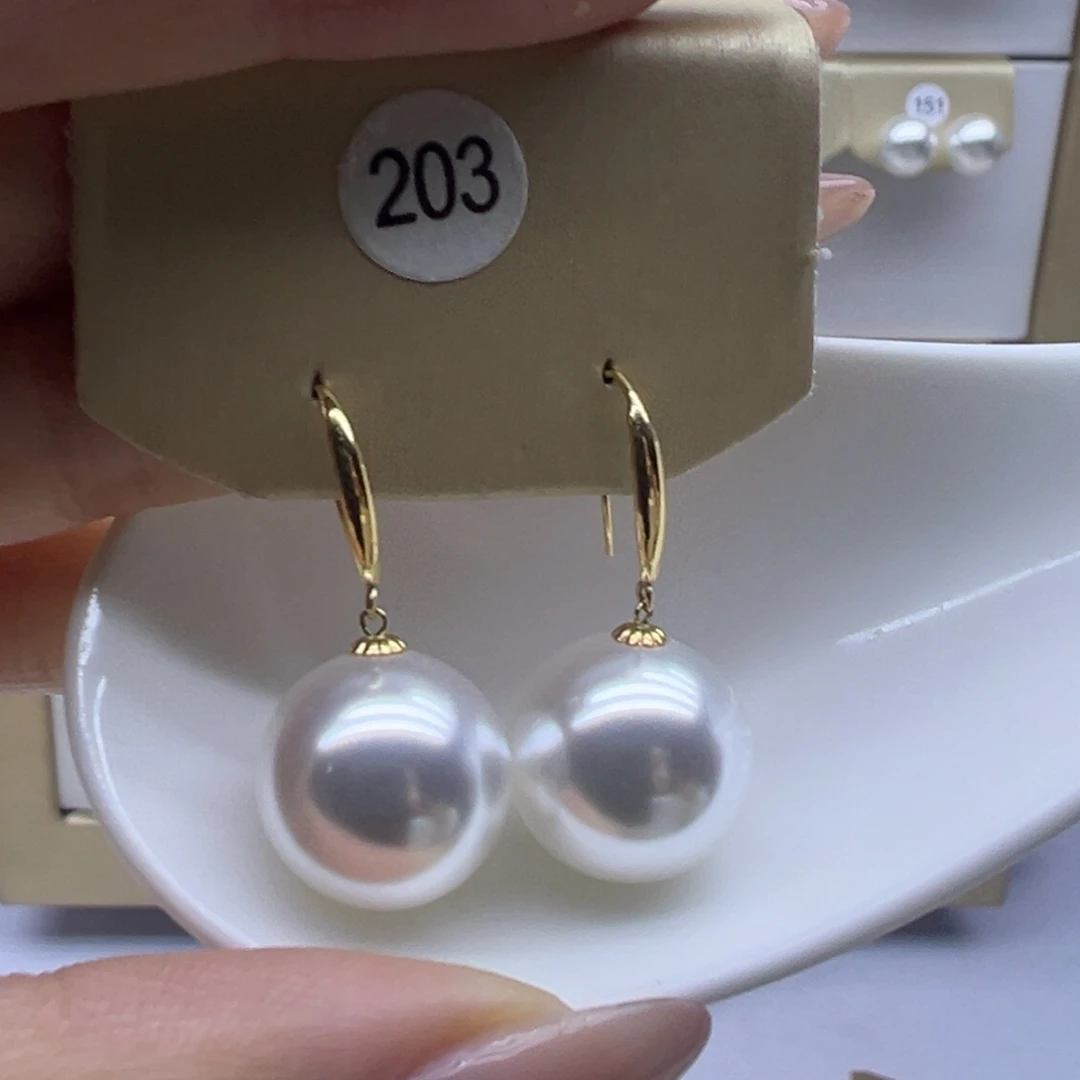 淡水珍珠耳饰18K金镶嵌