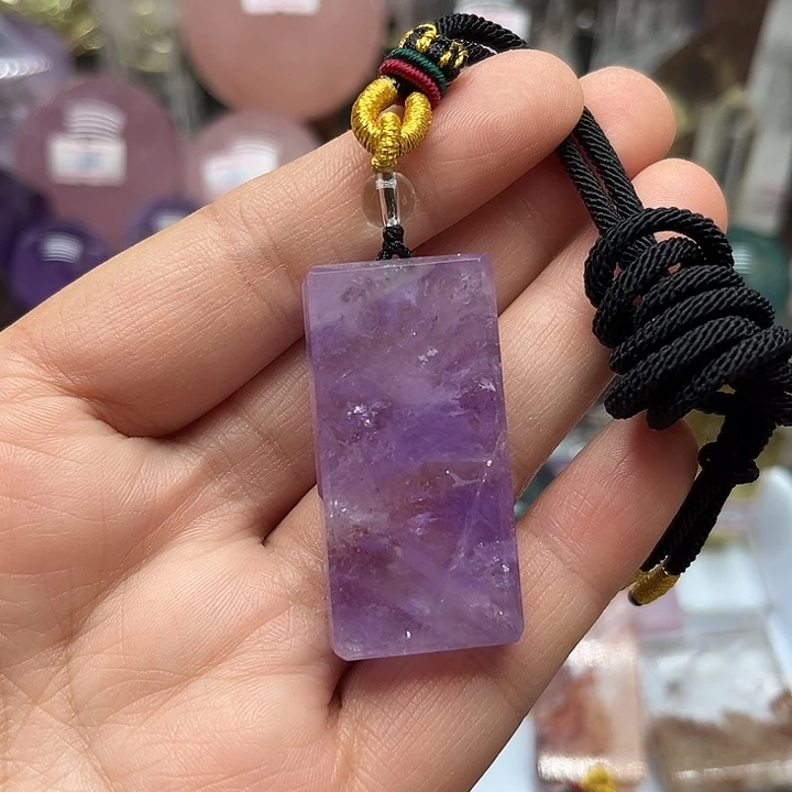 水晶珠宝半成品未镶嵌23克紫水晶无事牌吊坠