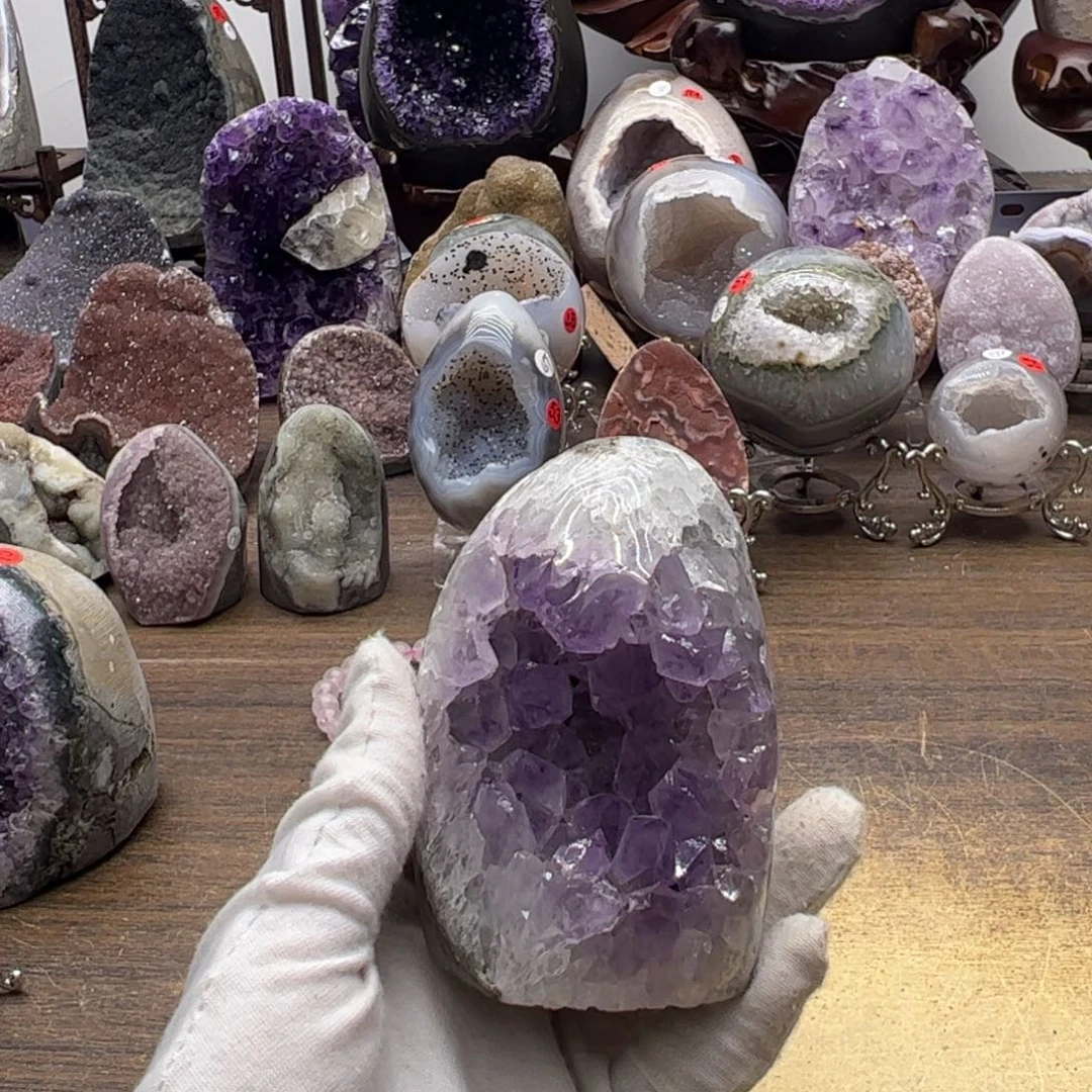 珠宝半成品未镶嵌水晶紫水大牙晶镇