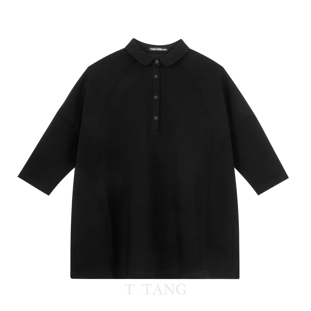 FL春季时尚翻领POLO纯色百搭休闲宽松遮肉百搭女士衬衫【2692】mj