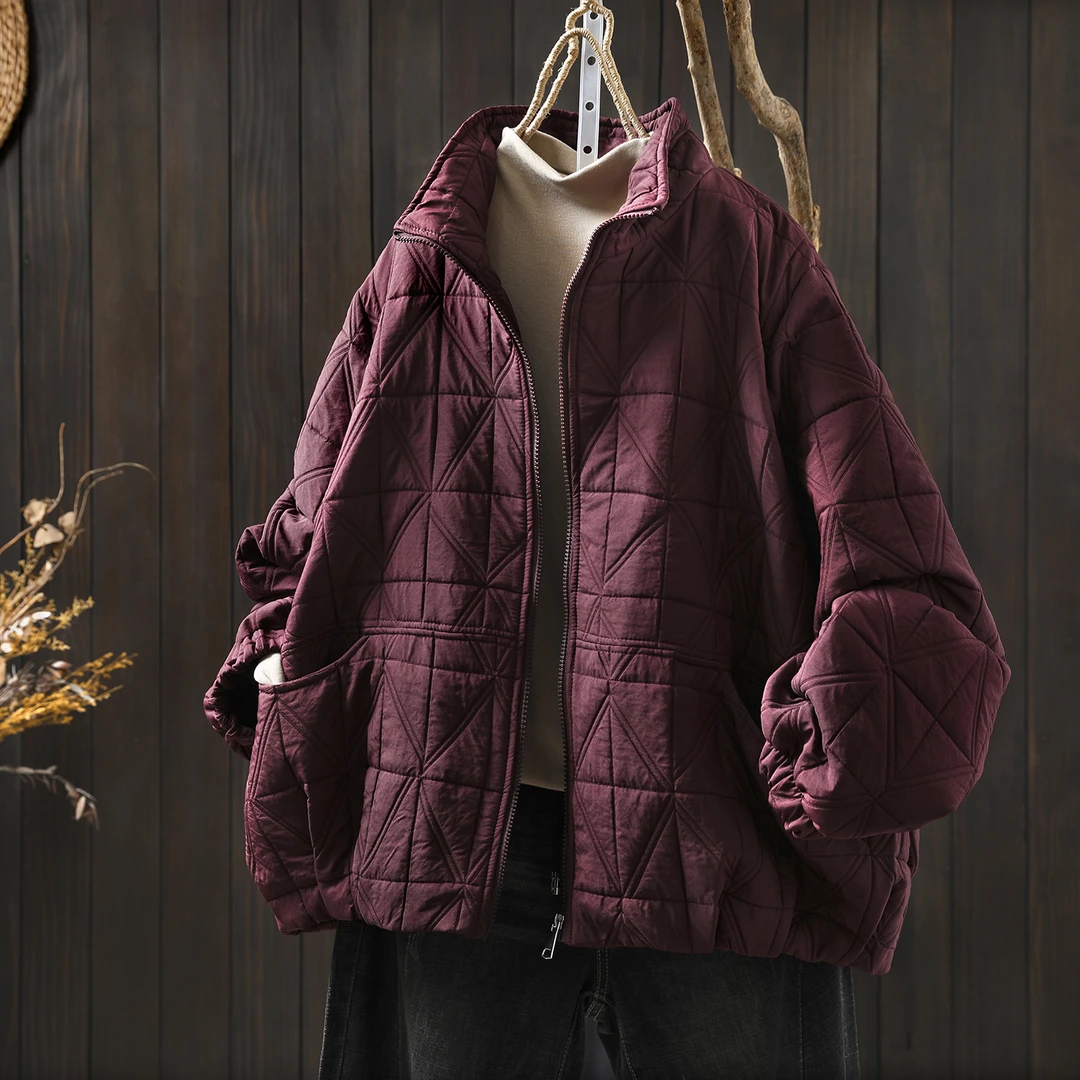 棉衣女款2025新款冬夹棉胖mm不臃肿宽松百搭洋气保暖立领休闲棉服