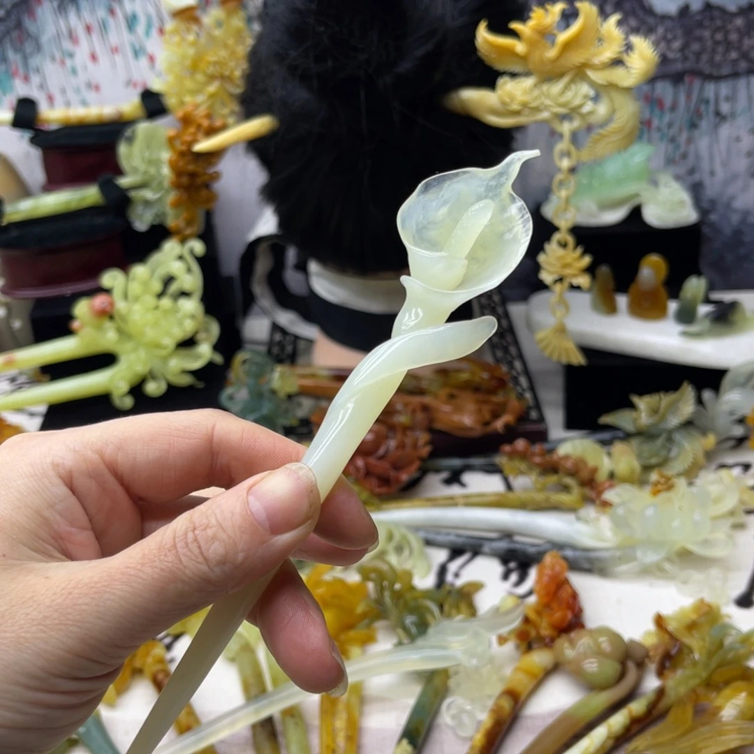 【闪购商品】蛇纹石玉发饰合金