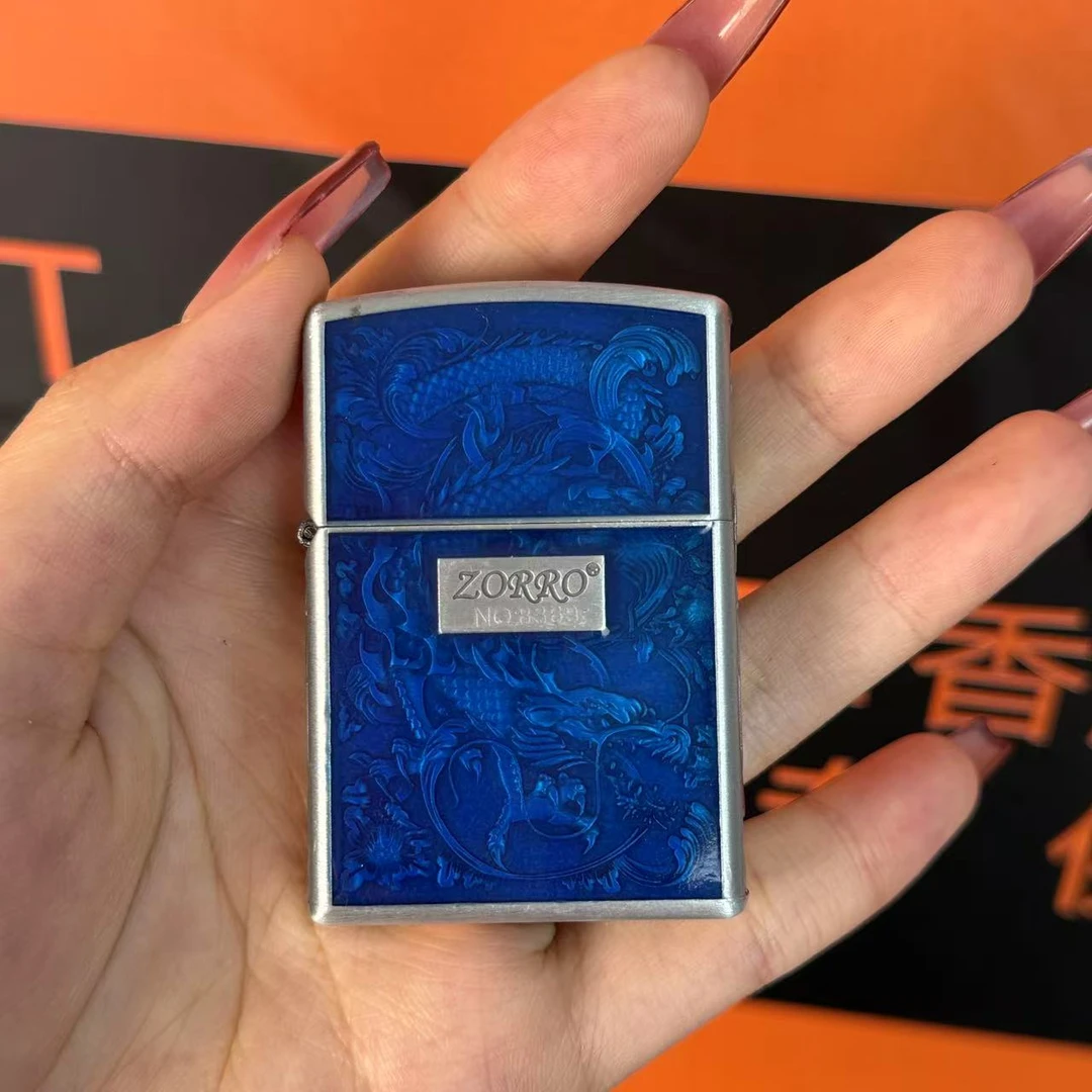 【火机总仓福利】佐罗古银蓝透明神龙打火机高档防风创意款霸王龙