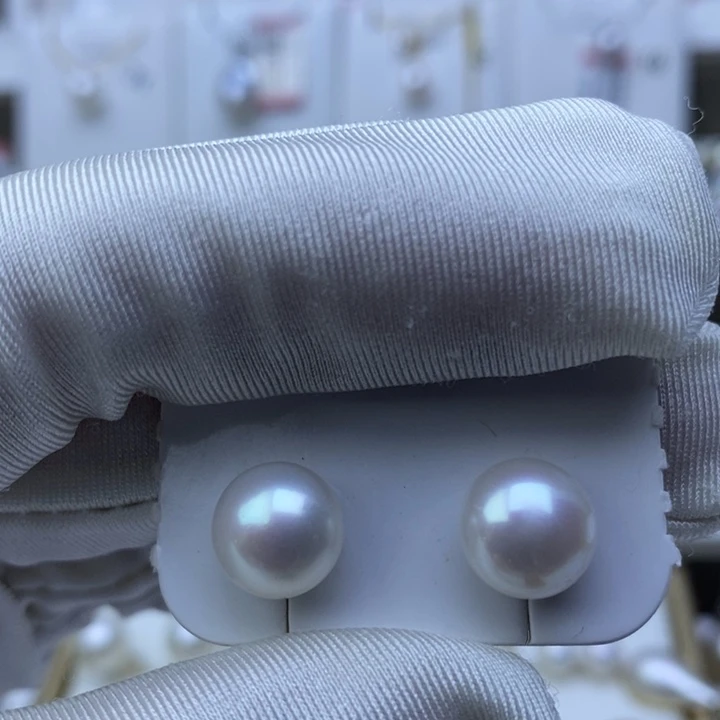 银S925镶嵌淡水珍珠耳饰