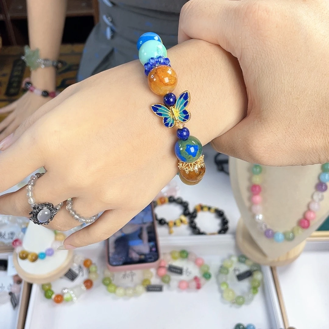 水晶手链银S925镀金镶嵌