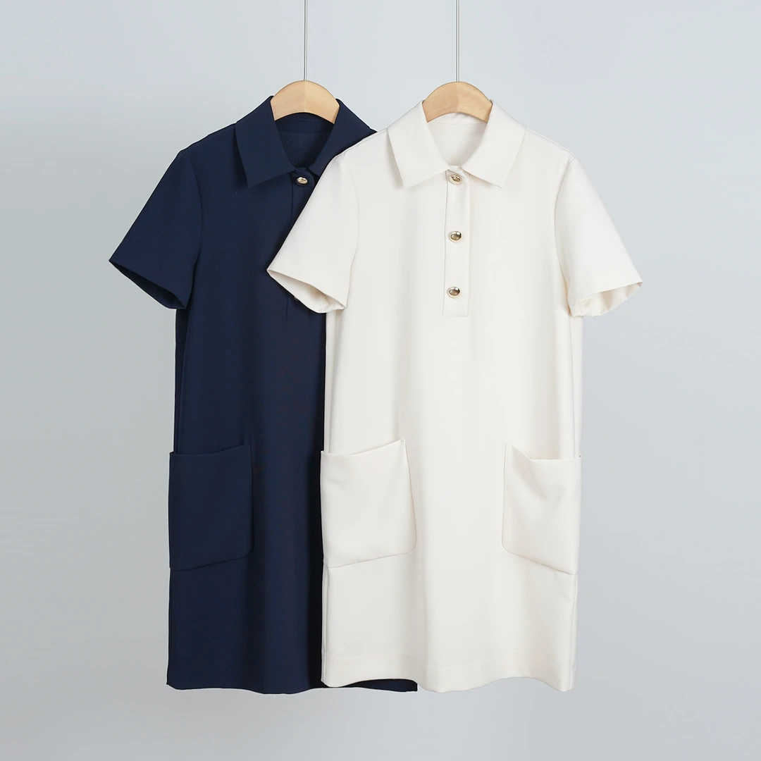 【无补】意大利早秋三醋酸POLO式A字女士连衣裙（251666）20901