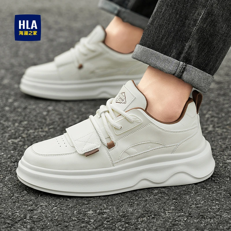 HLA/海澜之家男鞋2025新款秋冬时尚百搭厚底增高运动休闲小白鞋男