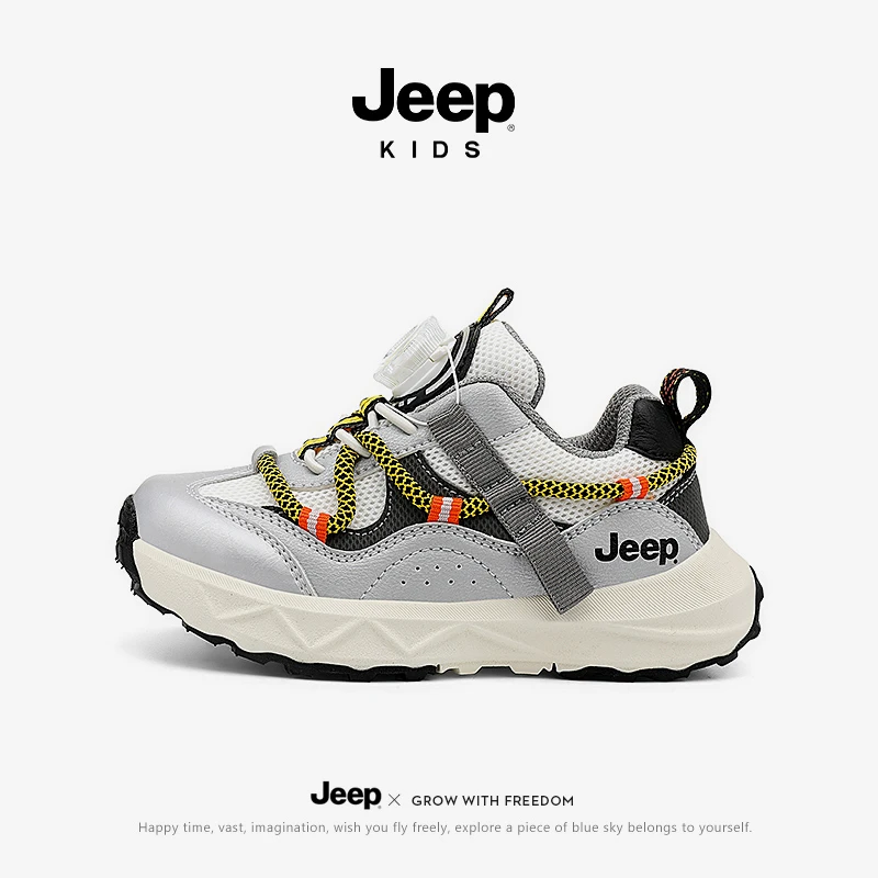 jeep男童运动鞋网面透气老爹鞋2025春季新款软底跑步童鞋儿童鞋子