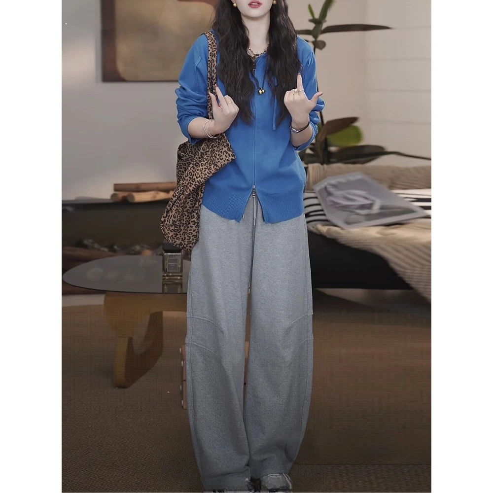 巨好看的秋装搭配一整套洋气时尚气质连帽上衣休闲阔腿裤两件套女