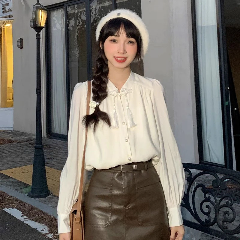 法式时尚气质流苏长袖衬衫女秋2023新款设计感小众别致漂亮上衣