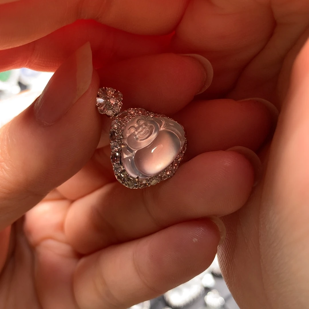 颈饰18K金镶嵌翡翠毕业佛公