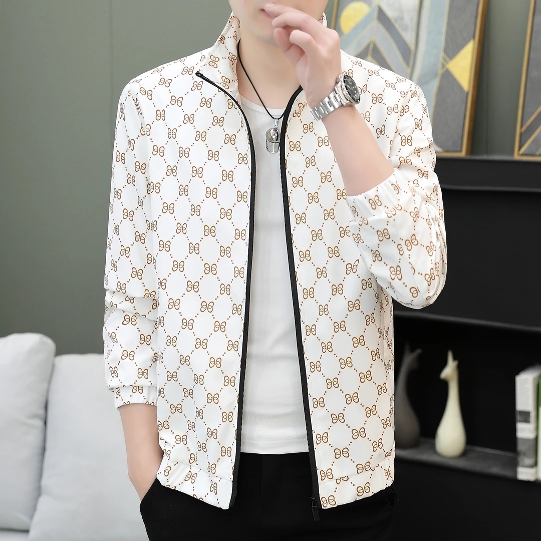 春秋新款商务时尚夹克男装男士立领修身薄款上衣休闲潮流男外套