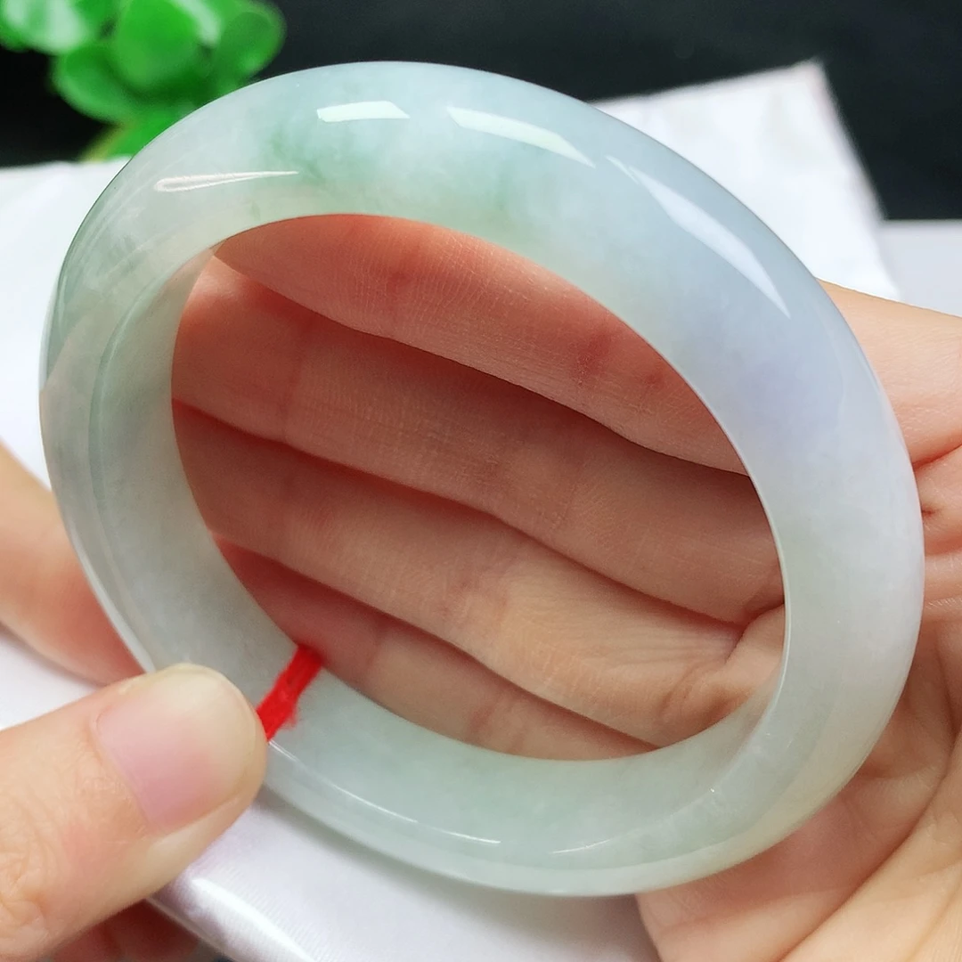 未镶嵌手镯翡翠56.4圈口冰绿飘花180