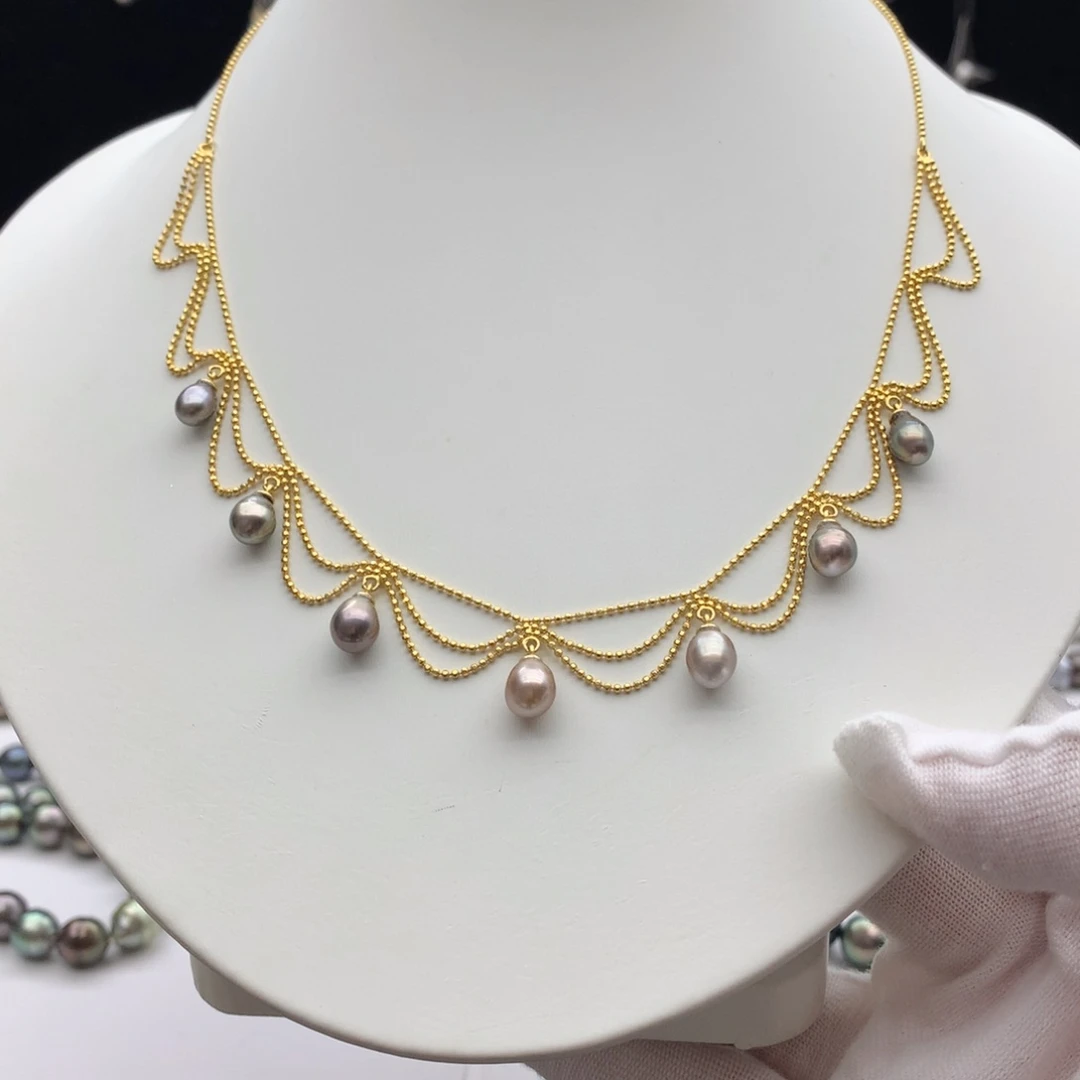 银S925镶嵌海水珍珠项链