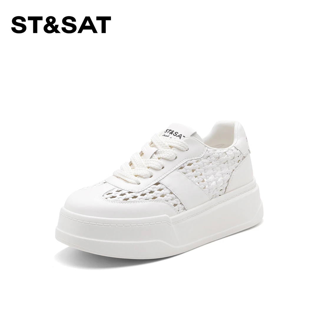 St&Sat/星期六百搭气质透气休闲鞋2025新款增高舒适板鞋女潮流