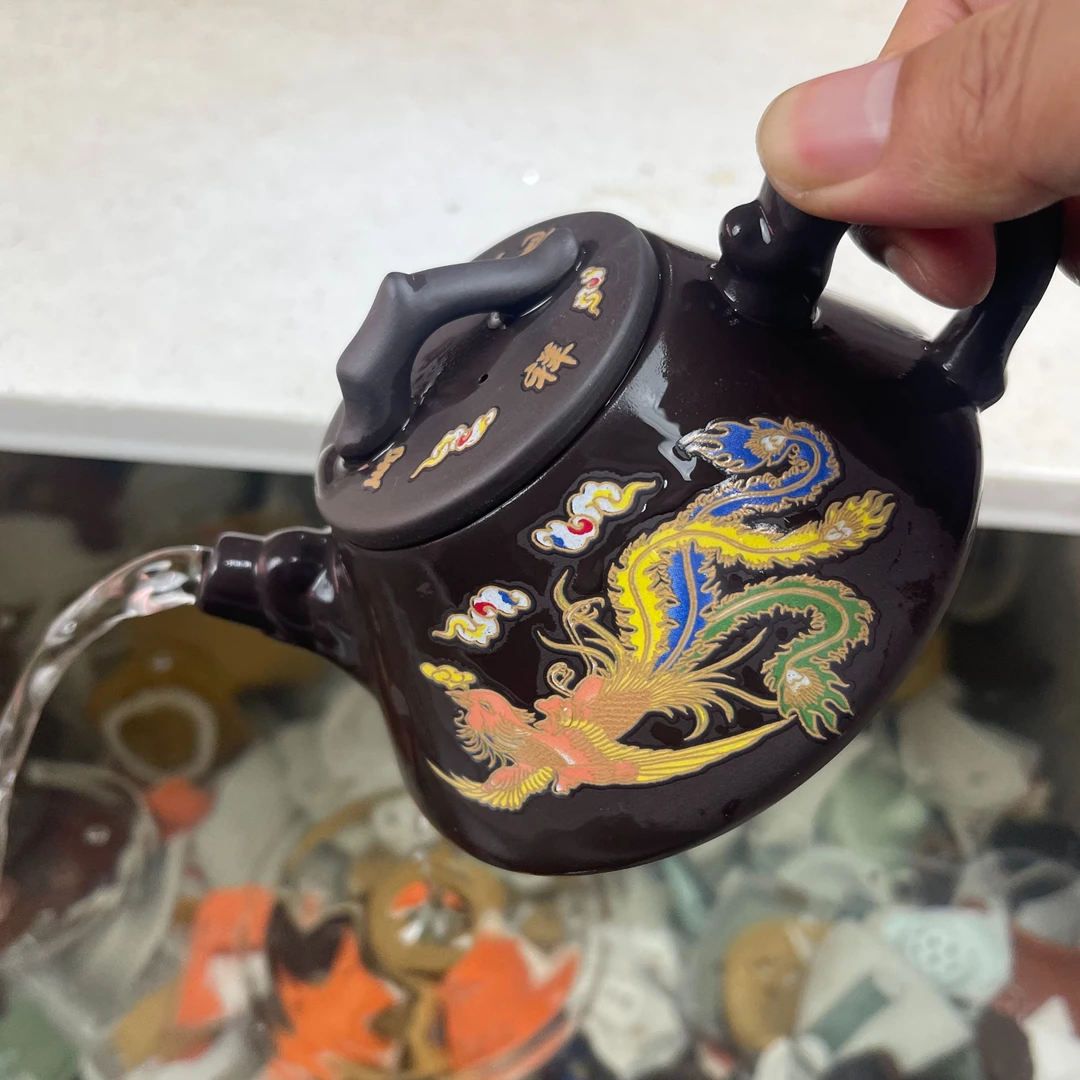 【闪购商品】龙凤呈祥深井老紫泥石瓢壶