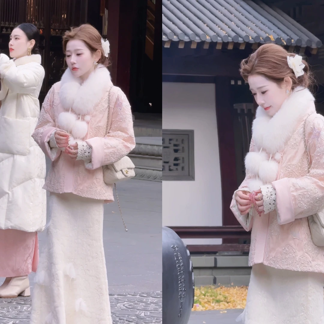 【婷婷】《真江南》重工刺绣羽绒套装 羽毛半裙 TT2SDTZ2895