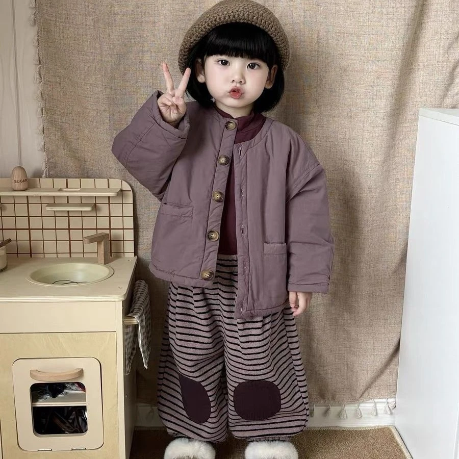 巴拉巴拉男孩女孩装儿童复古中性加厚棉服日系中小童宝宝保暖棉衣