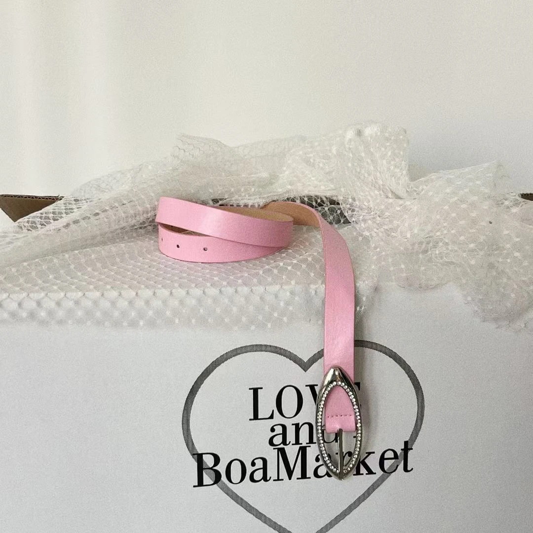 【Ayobe】y2k多巴胺腰带~千禧风百搭款带钻新款高级感芭比粉皮带