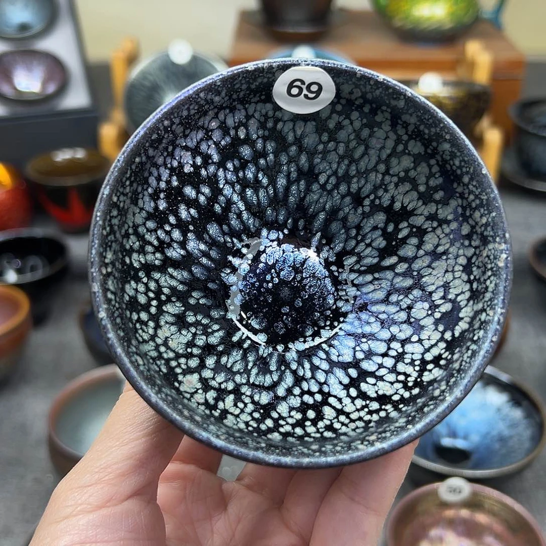 茶盏黑低银斑手工漱口