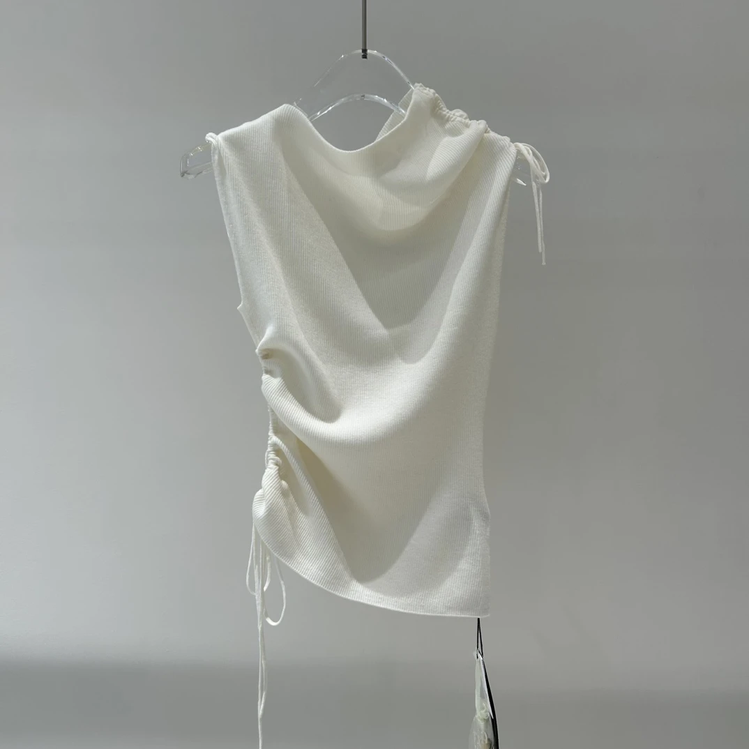 艾家商场同款不规则领型修身纯色显瘦针织衫3037