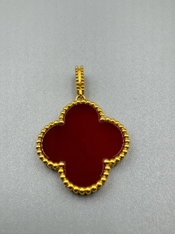 18K金红玛瑙20mm吊坠气质百搭时尚