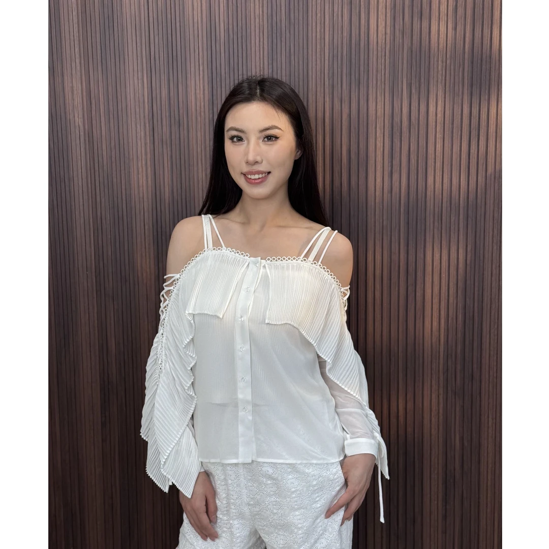 Any Spoor 春季新品时尚简约瑞丽风白色短款上衣女 819222440