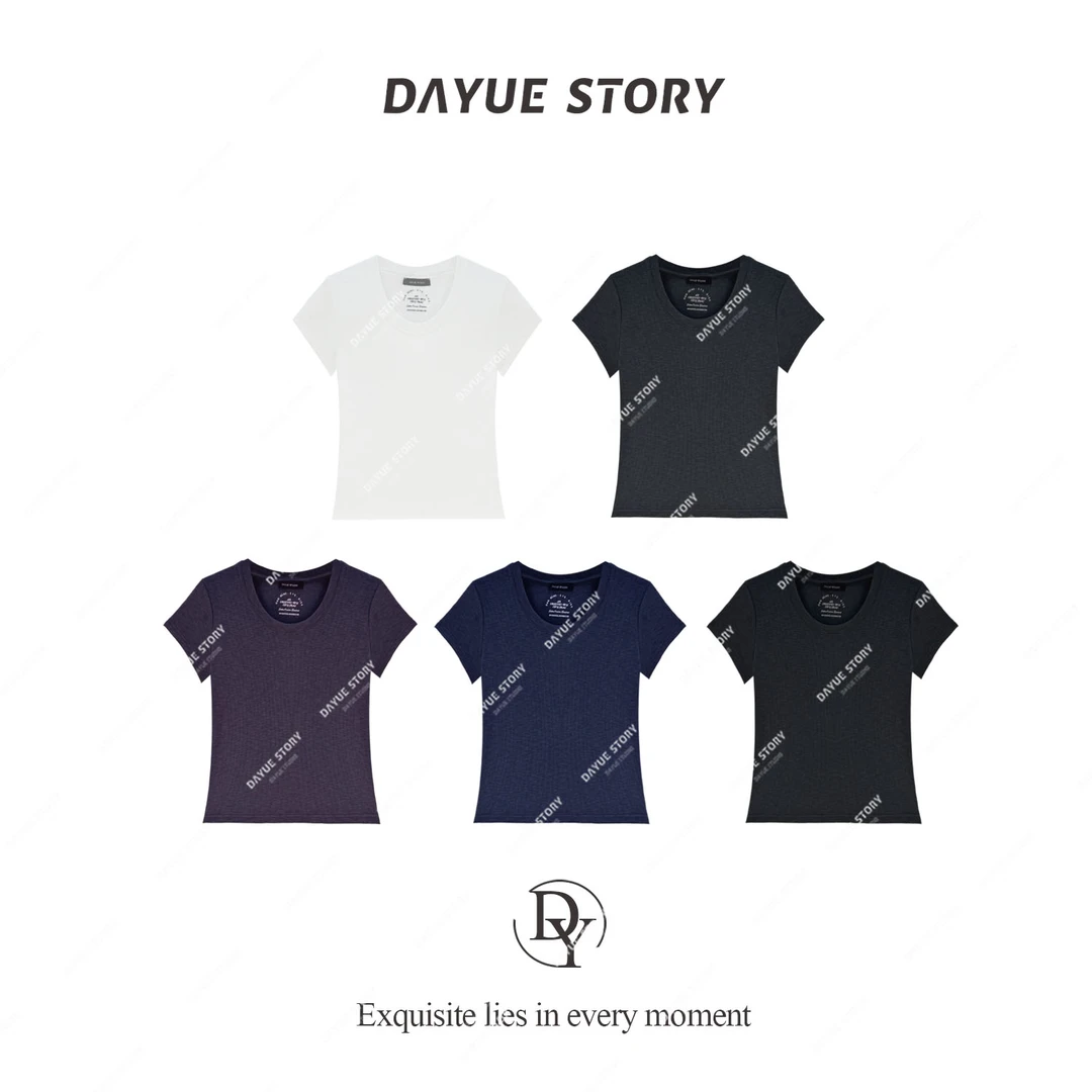 DAYUE【天鹅颈】敲软质感炸裂！Q弹巨显瘦~坑条百搭时尚U领锁骨T恤女
