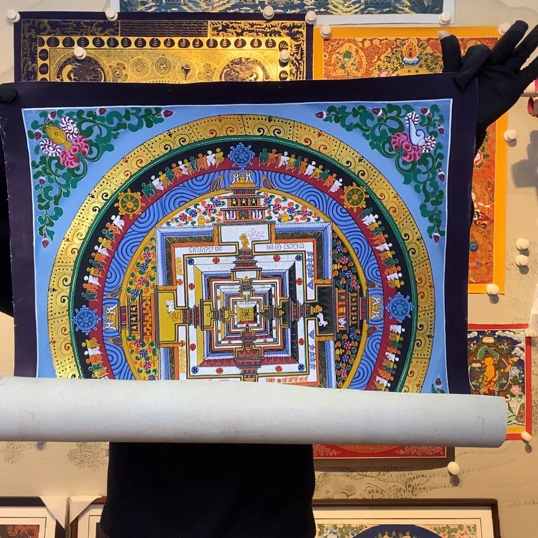 卷轴画纯手绘坛城唐卡50厘米左右