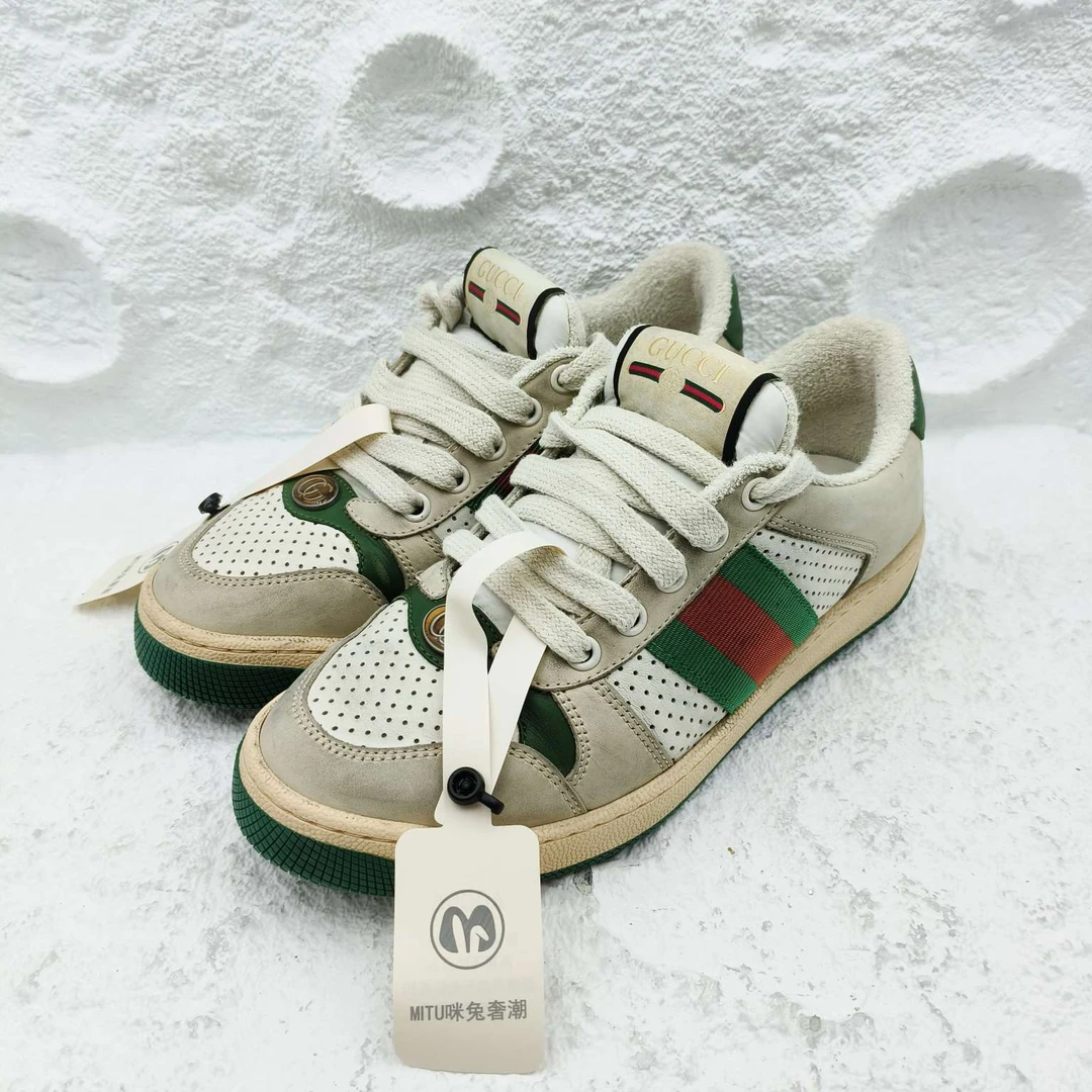 99新 GUCCI/古驰 gucci/古驰/绿尾脏脏鞋女士/35码/非全新