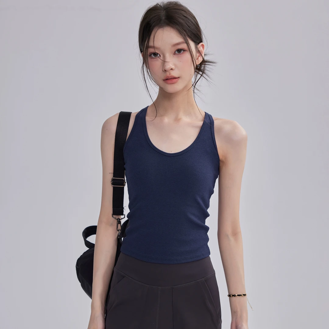 瑜伽背心女固定杯收腰显瘦无袖健身服内搭训练跑步防震运动内衣秋