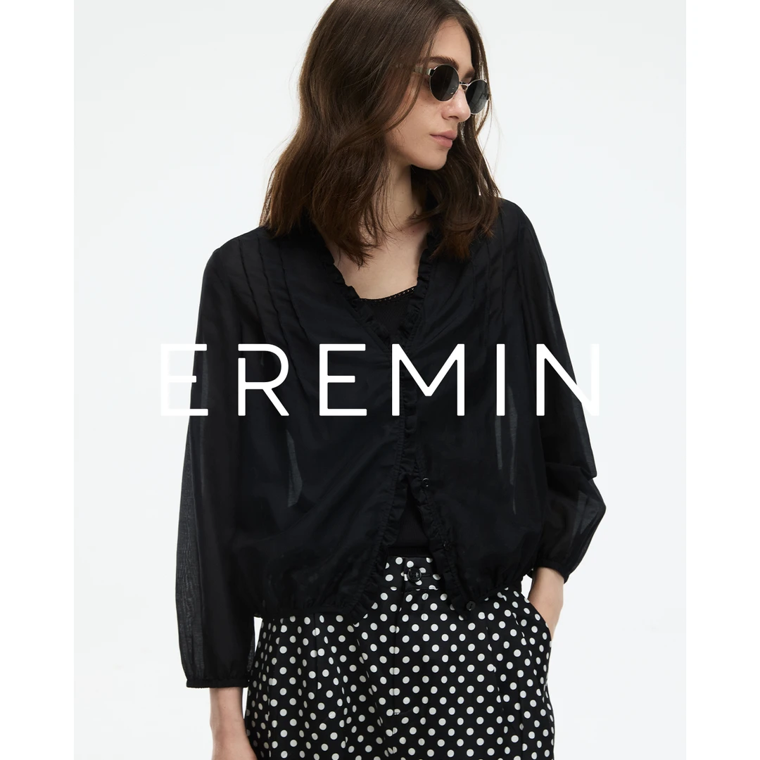 DE Mincollection花边防晒衫/碎褶花边丝棉轻薄透气休闲开衫55477