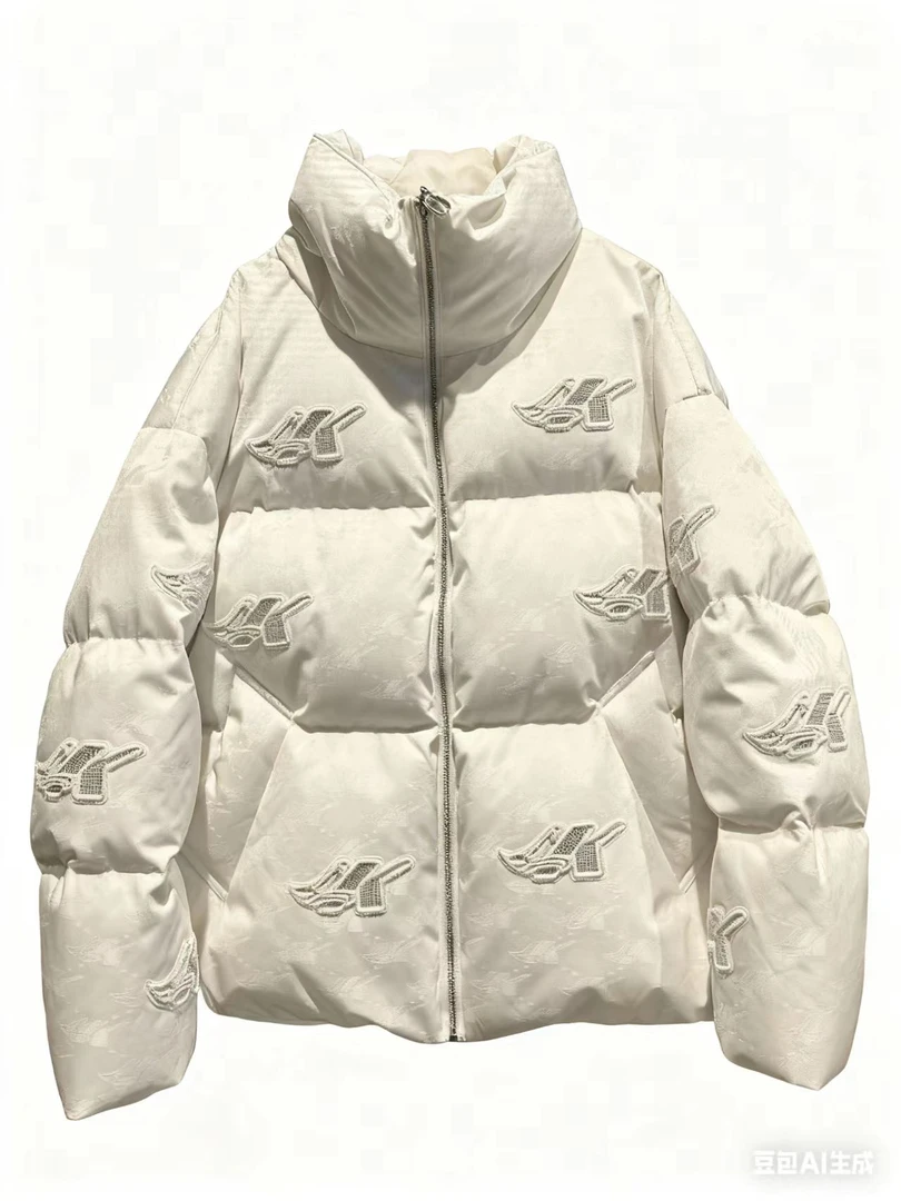 824Y051短款休闲常规袖印花韩系白鸭绒