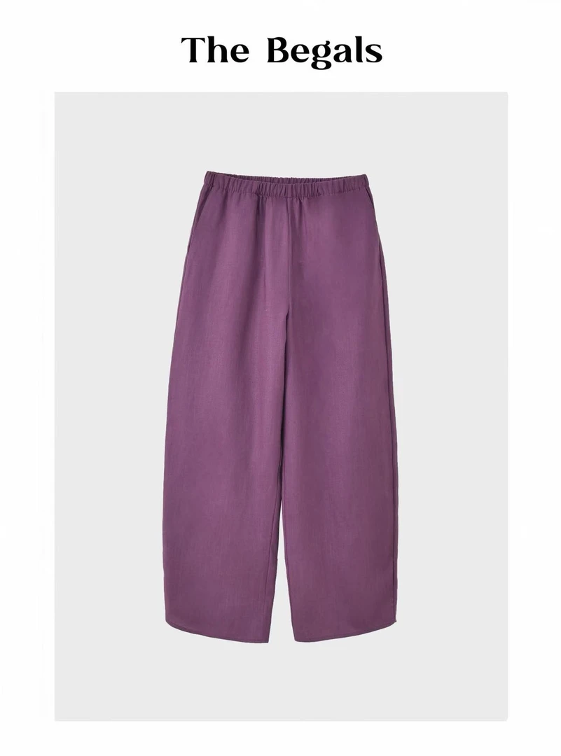 夏季新款雨露麻纯色时尚百搭显瘦宽松遮肉直筒休闲裤女1517