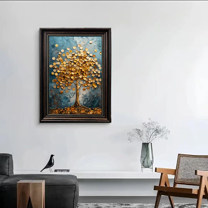 现代轻奢玄关客厅高级感装饰画玄关装饰画挂画玄关装饰画摇钱树