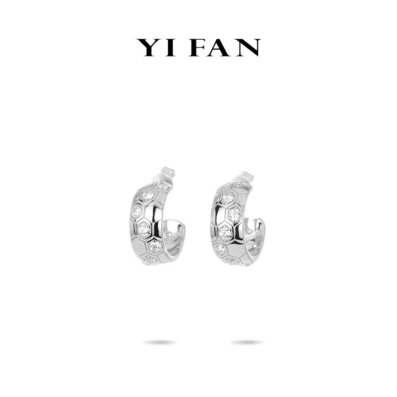 925银合成锆石耳饰 白色灵蛇纹简约耳环