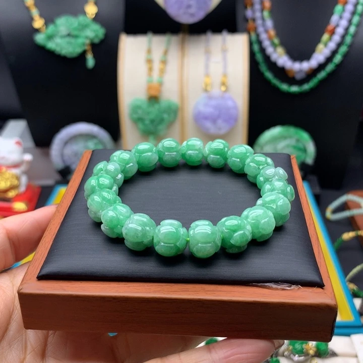 翡翠未镶嵌手链翡翠莲花手串