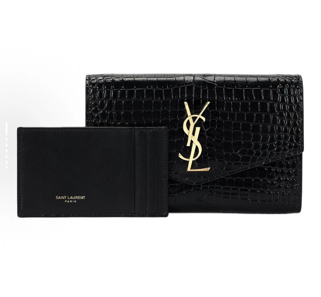 95新 YSL/圣罗兰 大吉中古th/ysl圣罗兰黑金鳄压woc斜挎包