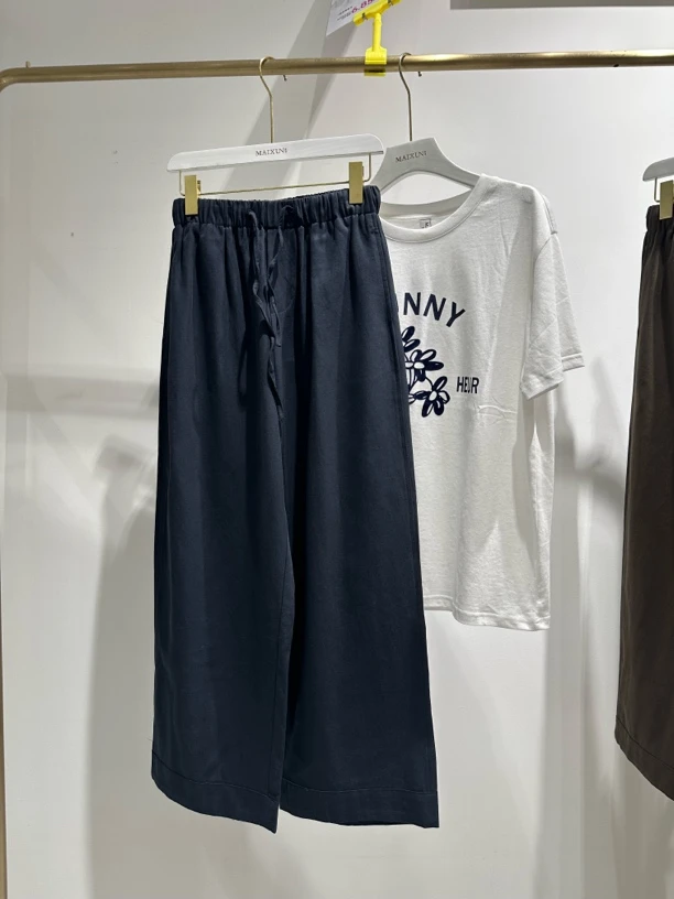 麦寻简约款九分宽松阔腿休闲裤