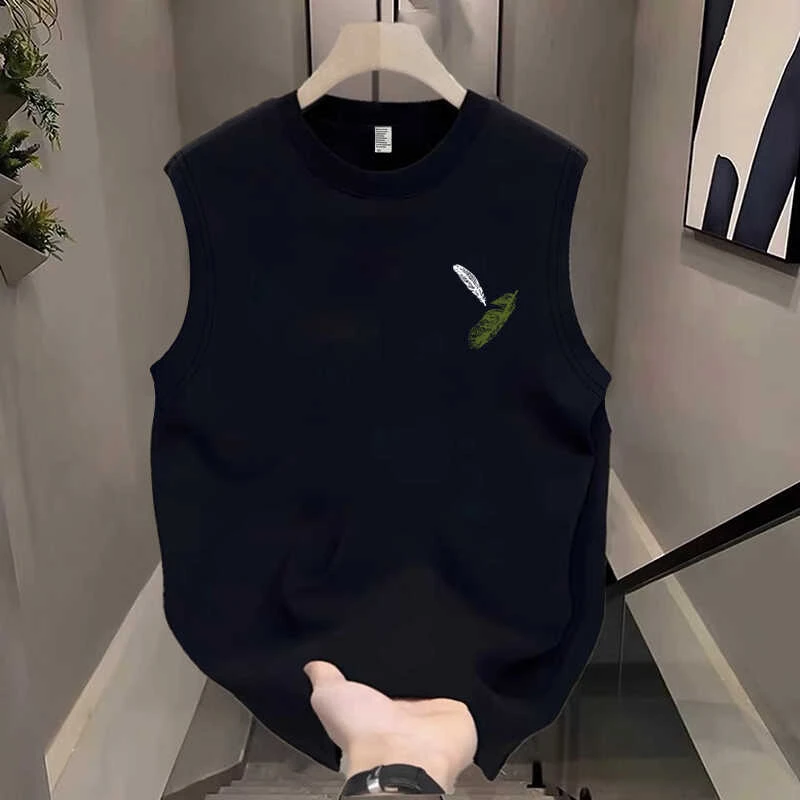 仓石一树运动纯棉无袖t恤男士夏季ins宽松上衣服潮牌轻奢痞帅男装