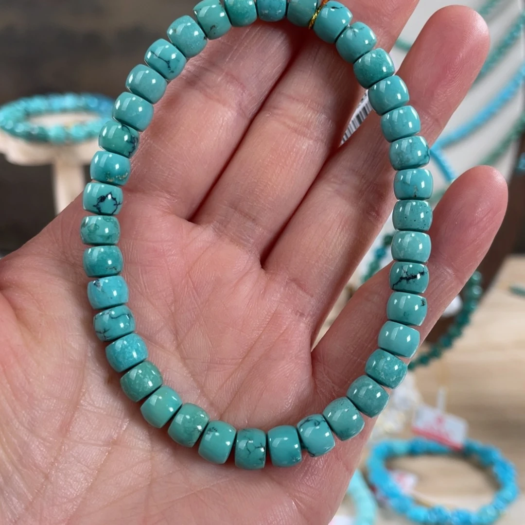 绿松石未镶嵌套链6+精品瓷釉级直切手串