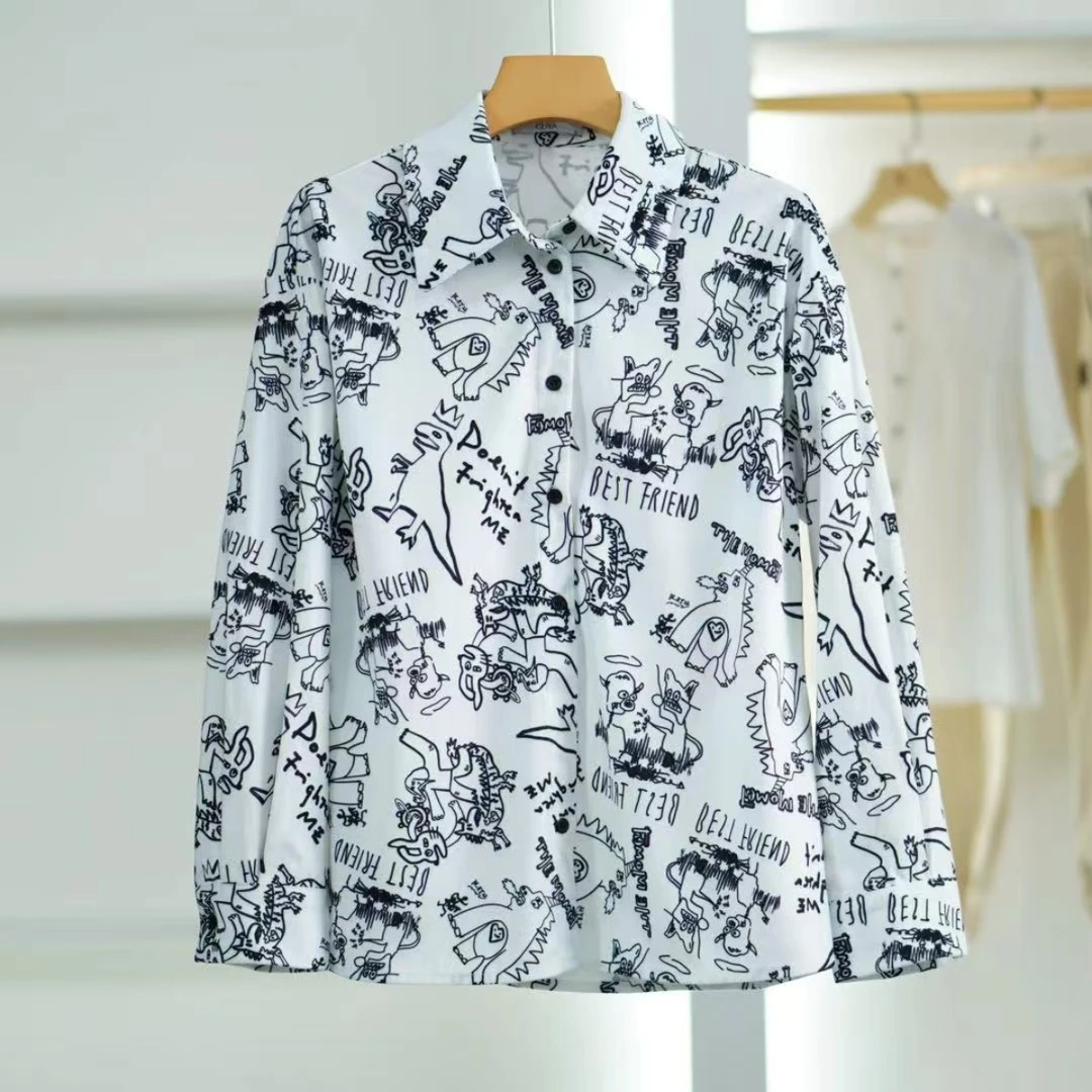 一路童行 谷系列 A028-5 女装春休闲长袖衬衫 白色224FCS385