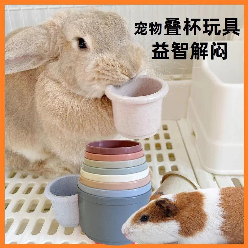 龙猫荷兰猪兔子松鼠解闷叠叠杯玩具宠物发泄益智训练磨牙用品