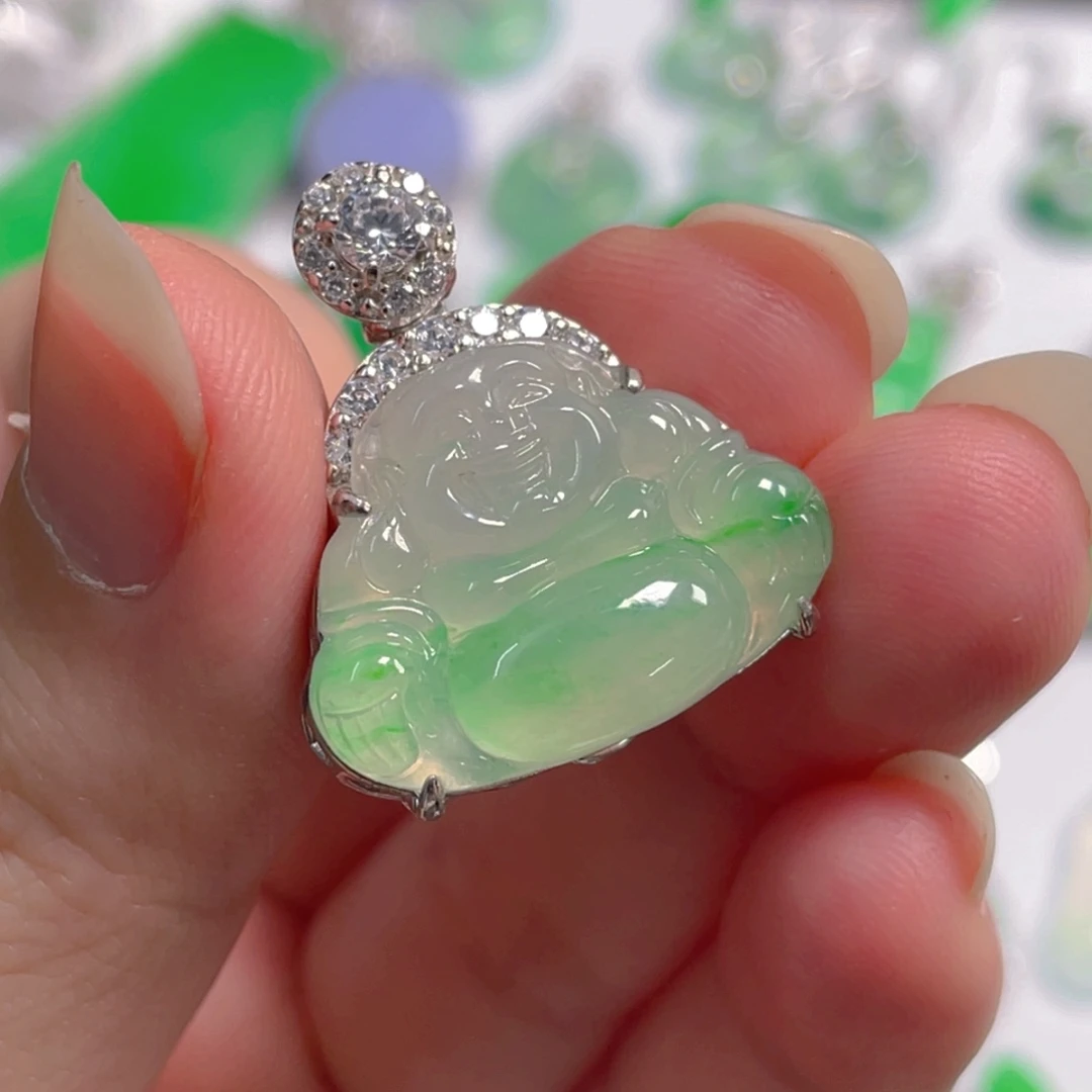 翡翠银S925镶嵌吊坠(不含链)