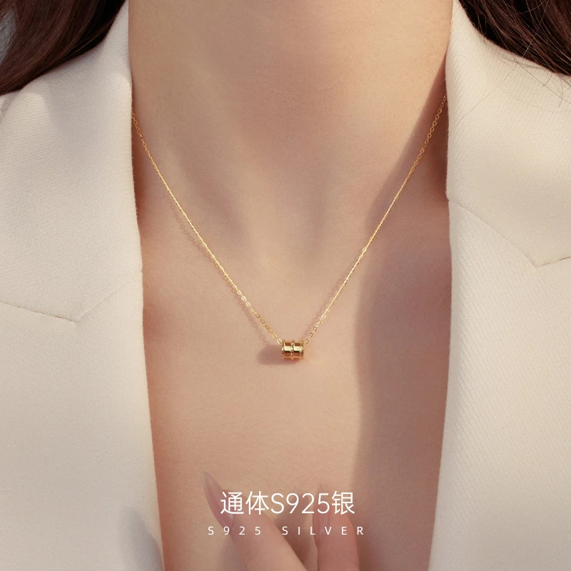 坠链均925银 S925银小蛮腰项链女生轻奢转运珠锁骨链2025新款爆款