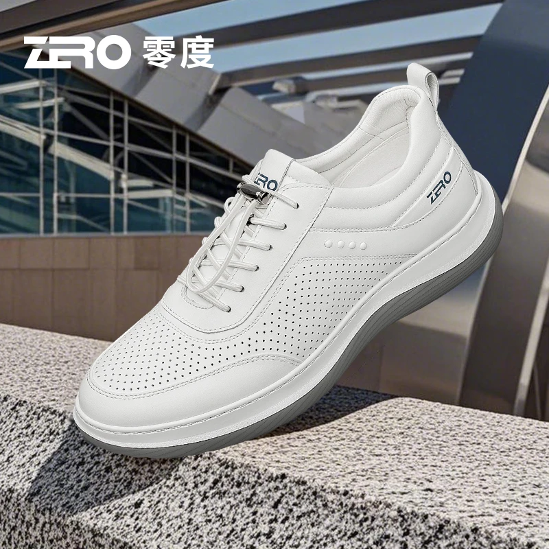 Zero/零度尚品男士时尚休闲轻运动户外皮鞋夏季新款冲孔商务男鞋
