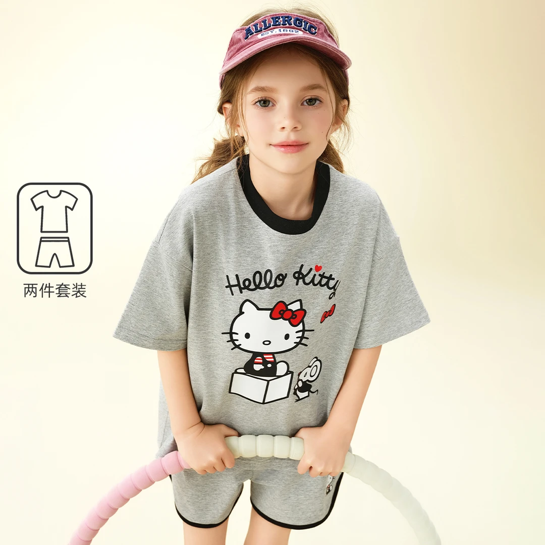 女童夏季中大童洋气套装2024款休闲运动两件套